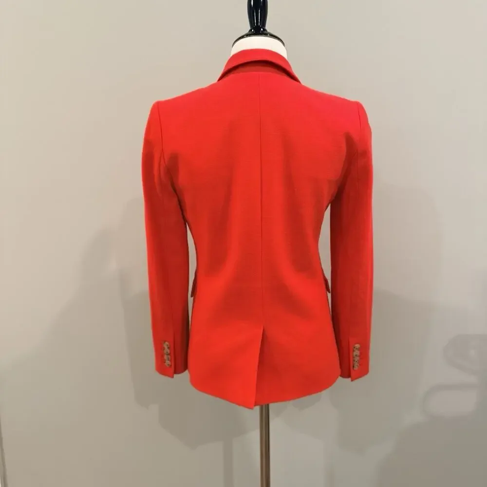 J.Crew Regent Blazer Wool Coral Red Size 2p One Button 2 Petite B0327 SPRING